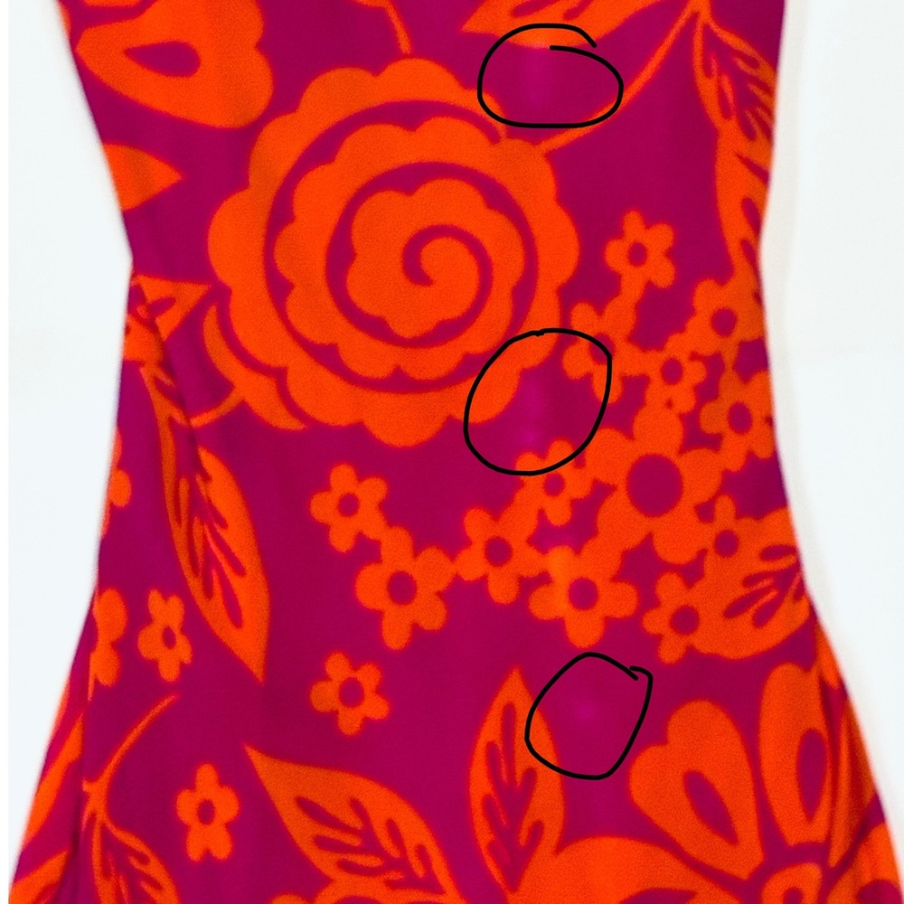 Y2K Sue Wong Silk Babydoll Slip Dress 10 Pink Orange Tropical Mod Retro 90s - Picture 2 of 15